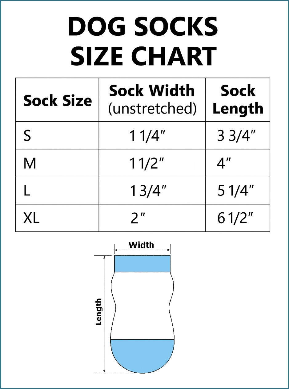 Dog Socks Size Chart
